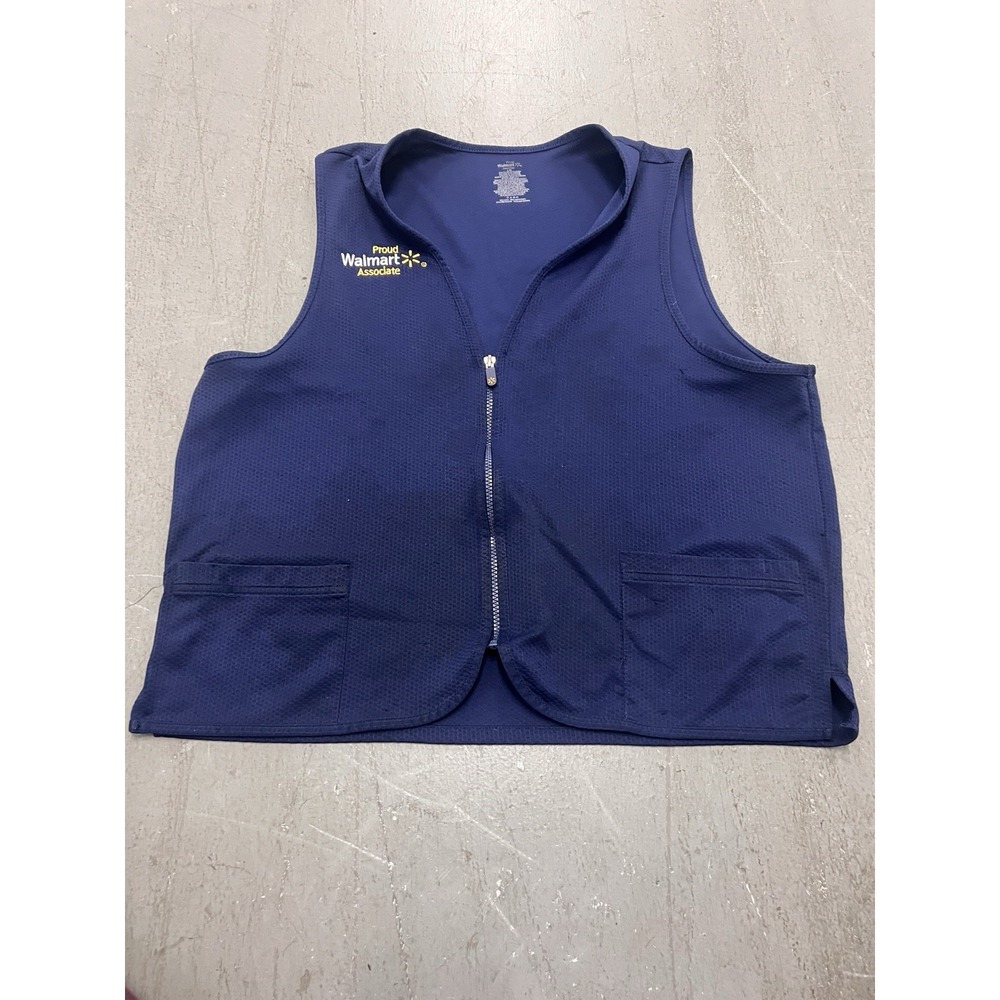 Walmart Proud Associate Unisex Large Navy Blue Spark Employee Uniform Vest Spark